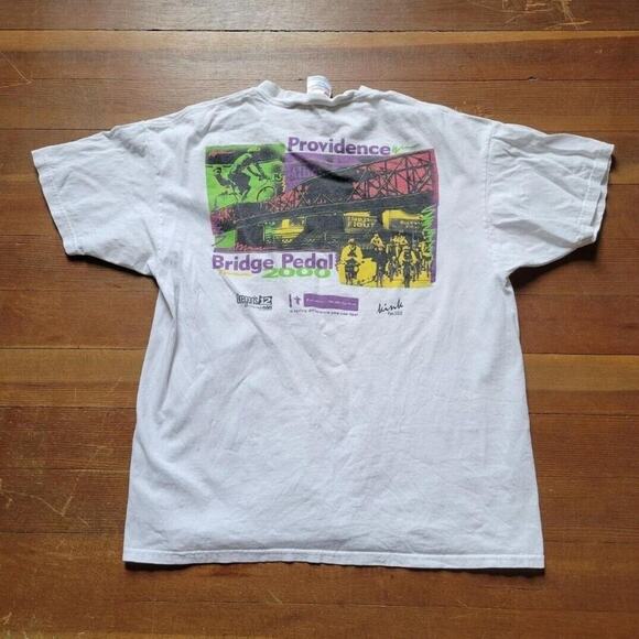 Vtg 2000 Providence Bridge Pedal Pop Art Portland Oregon Cycling T Shirt Lg - Picture 1 of 4